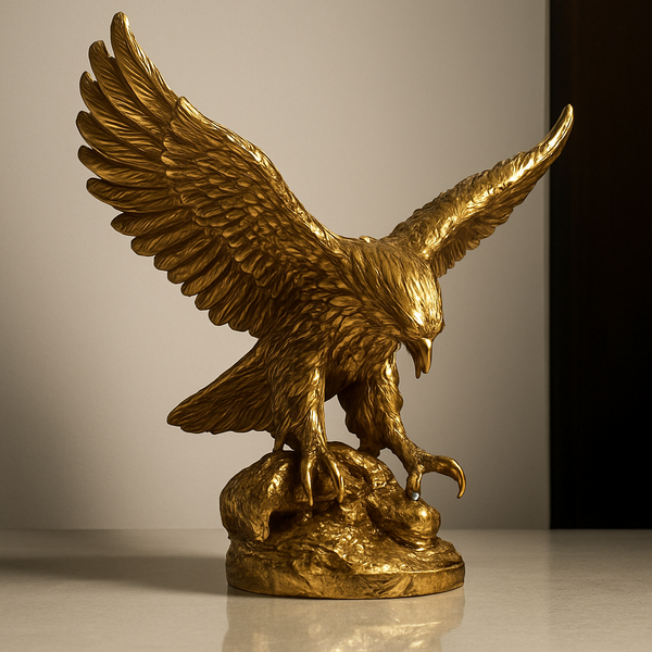 Escultura Decorativa de Águia Golden em Resina